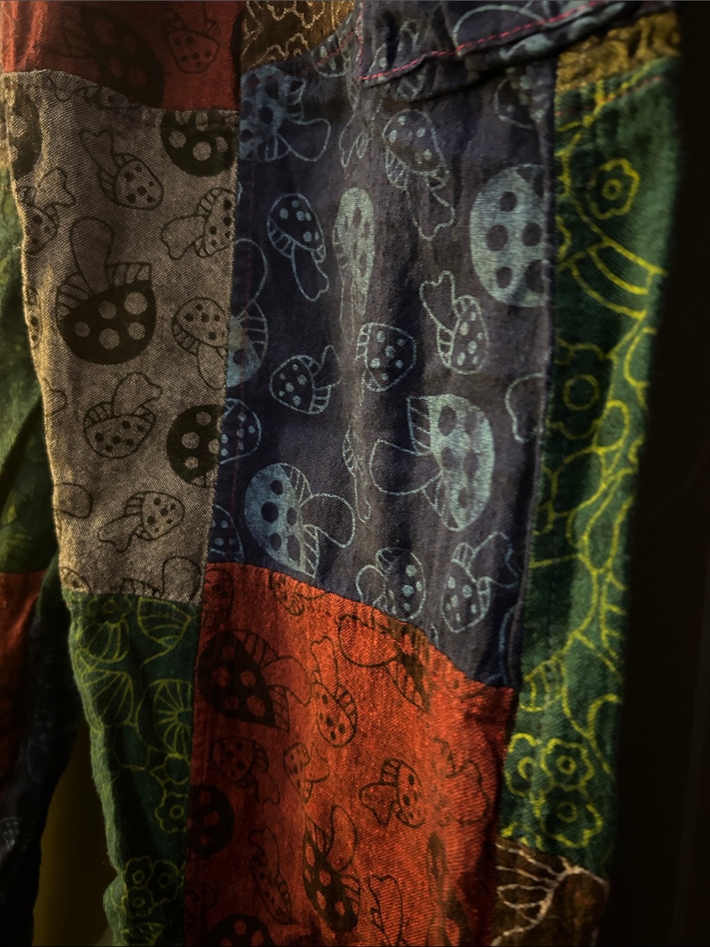 Patchwork Multi-Color unisex  mushroom Drawstring Pants - Picture 2 of 4